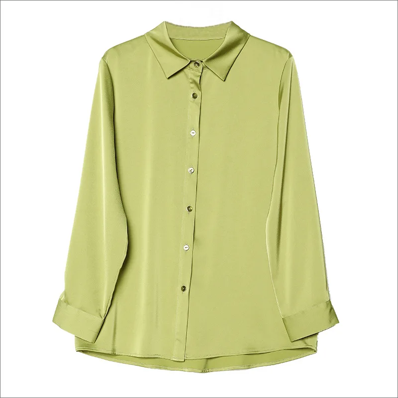 

Long sleeve shirt women's 2021 spring new ol professional temperament fashionable texture Satin top thin shirt