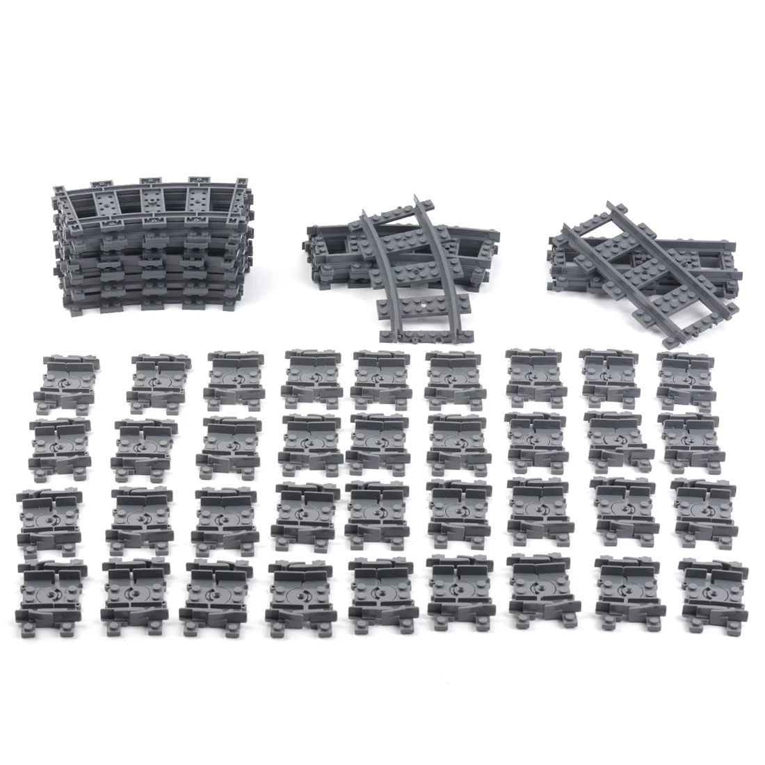 

(Customized)53Pcs Train Tracks Rails Set DIY Construction Toys Building Blocks Bricks Parts for Mainstream Building Block Brands