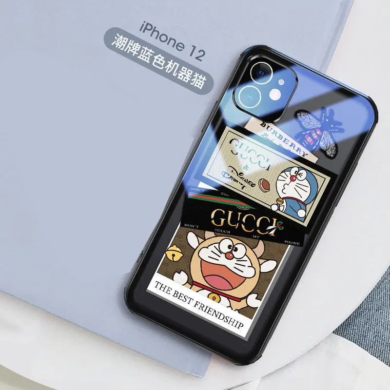 

Doraemon Tempered Glass Phone Case Is Suitable for IPhone X/XR/XS/XSMAX/11/12PRO/12 Mobile Phone Couple Protective Case