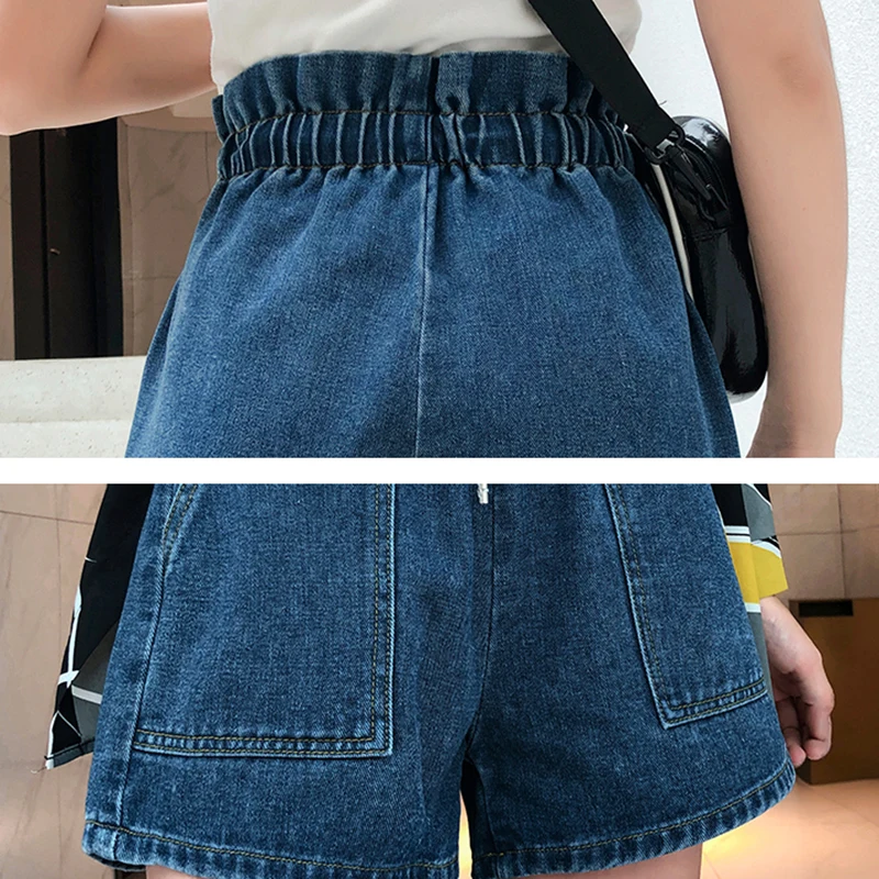 Синий размера плюс женские джинсовые шорты 2020 повседневное эластичные штаны с