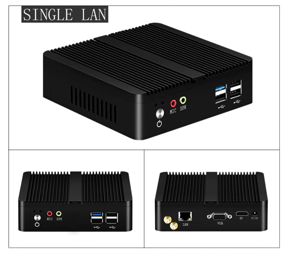 BEBEPC Industrial Fanless Mini PC Celeron J1900 N2930 J1800 HTPC Dual LAN &COM Gigabit Windows 10 Linux Mini Computer HD WIFI
