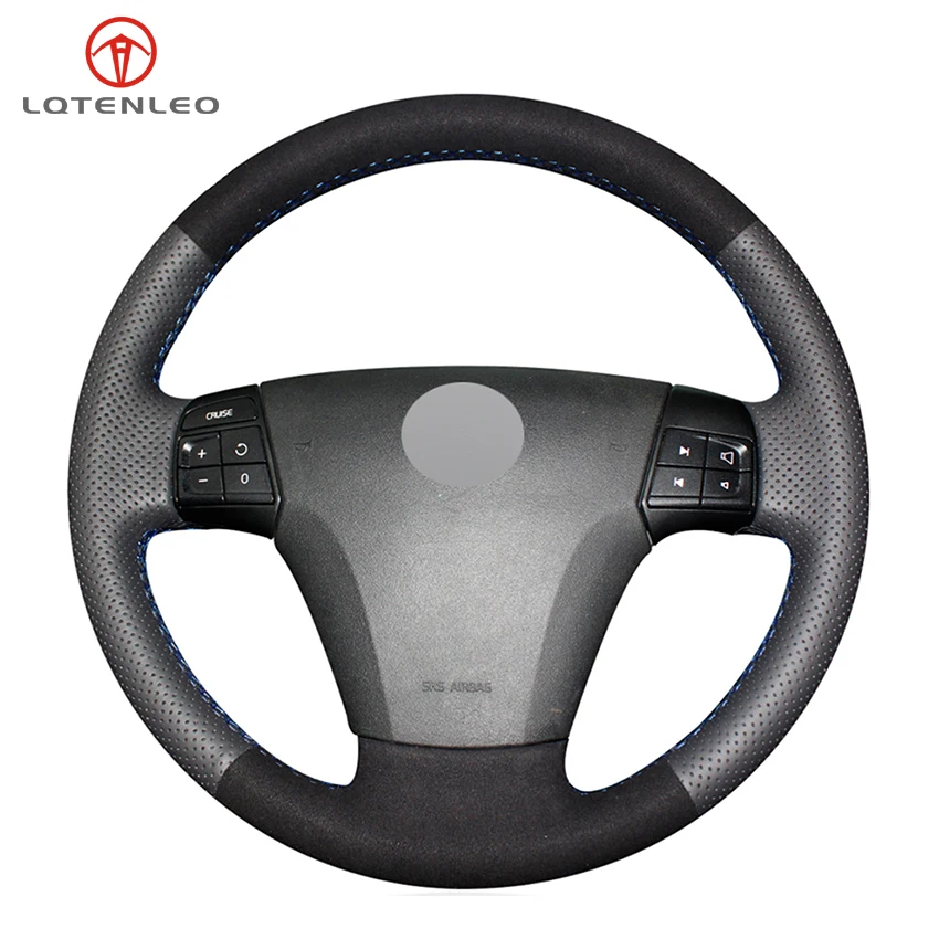 

LQTENLEO черный из натуральной кожи Замша ручной работы чехол рулевого колеса автомобиля для Volvo S40 2004-2012 V50 2005-2011 C30 2010-2013