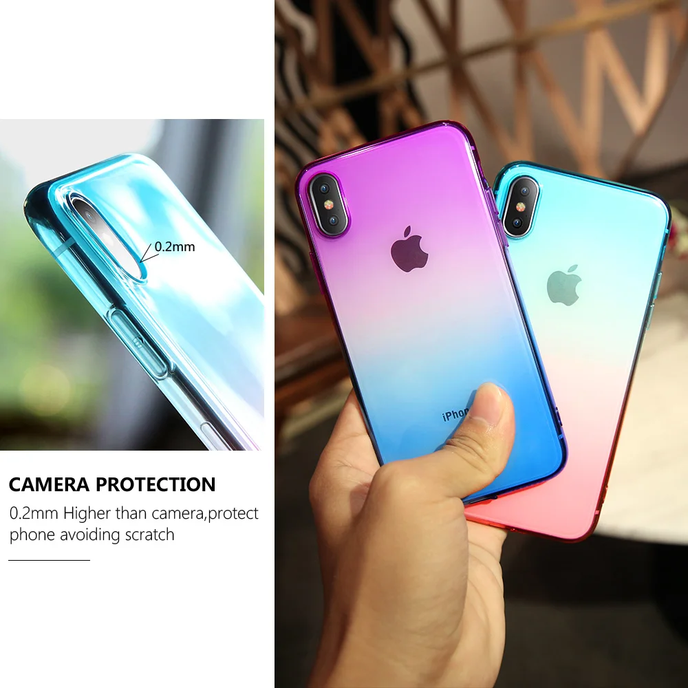 KISSCASE For чехол на айфон 7 6 s Graient Телефон для iPhone 8 XS Max 5s 5 SE XR Мягкий силиконовый X Plus