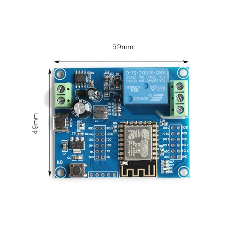 Беспроводной Wi-Fi релейный контроллер ESP8266 одноканальный модуль ESP 12F макетная