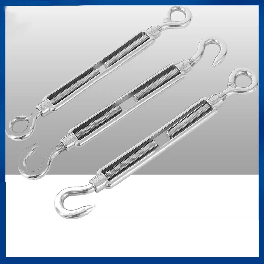 

M4/M5/M6/M8/M10/M12 Turnbuckle Wire Rope Tensioner Stainless Steel Hook And Rope Cable Tension Indoor Outdoor Tools