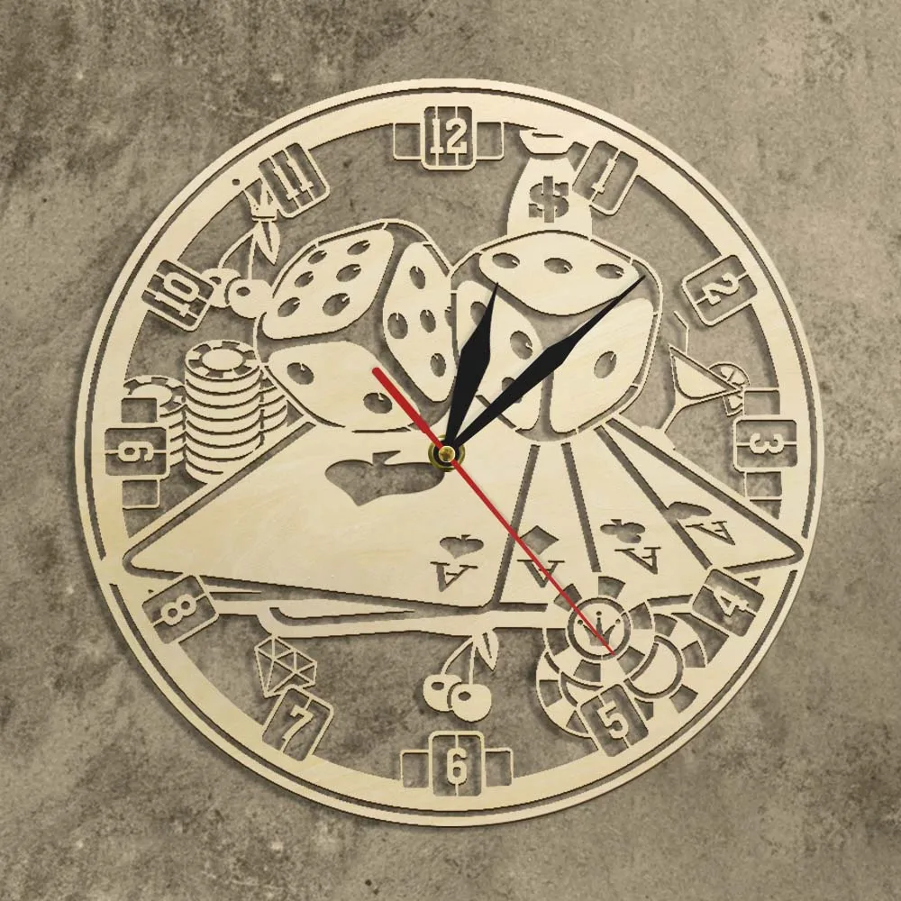 Игральные карты в покер игральные деревянные настенные часы декоративные