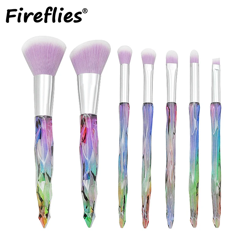 

Fireflies Makeup Brushes (7PCS/SET) Colorful/Silver Professional Brush Natural Hair Foundation Powder Blushes Free Shipping