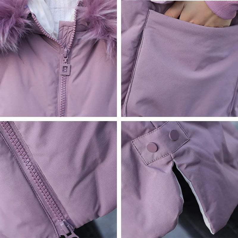 

Plus Size Women Long Jacket Korean Style Hooded Parkas Female Winter Solid With Fur Collar Big Pocket Solid Thick Women's Coat