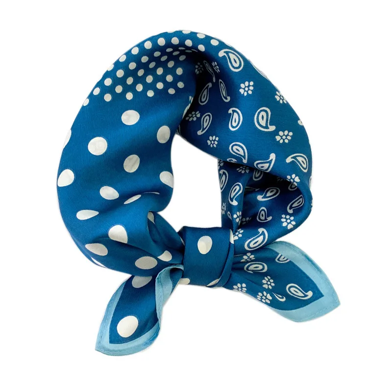 

Brand 2020 100% Pure Silk Scarf Women Neck Hair Band Foulard Square Small Headband Fashion Print Neckerchief Scarves Bandana