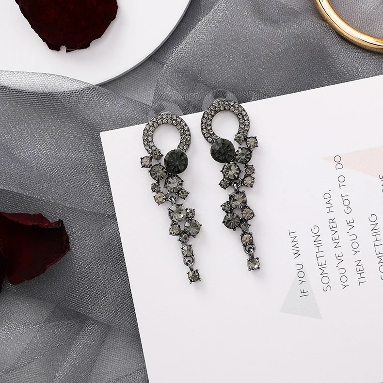 Корея новые горячие модные красочные AB горный хрусталь круг длинные висячие