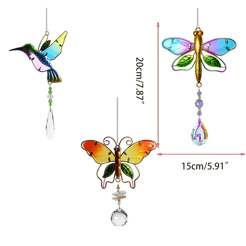 

Painted Dragonfly/Butterfly/Bird Garden Hanging Ornament Pendant Wall Decoration Hanging Craft Wind Spinner Bedroom Wall