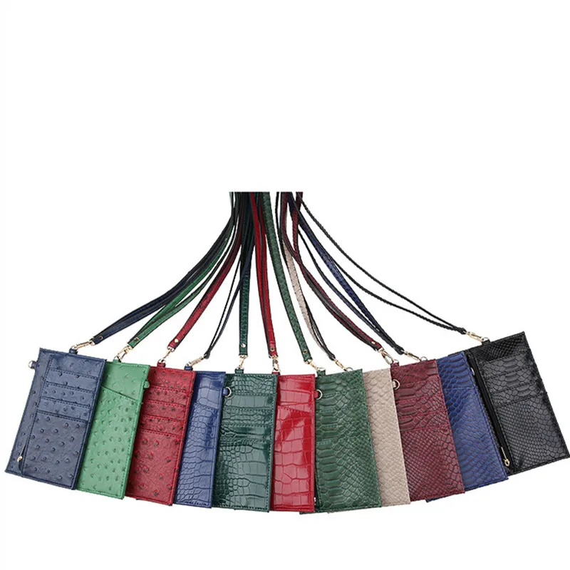 Card Holder Men Women PU Leather With Crocodile Pattern Wallet ID Credit Cell Phone Bag Shoulder Pocket | Багаж и сумки