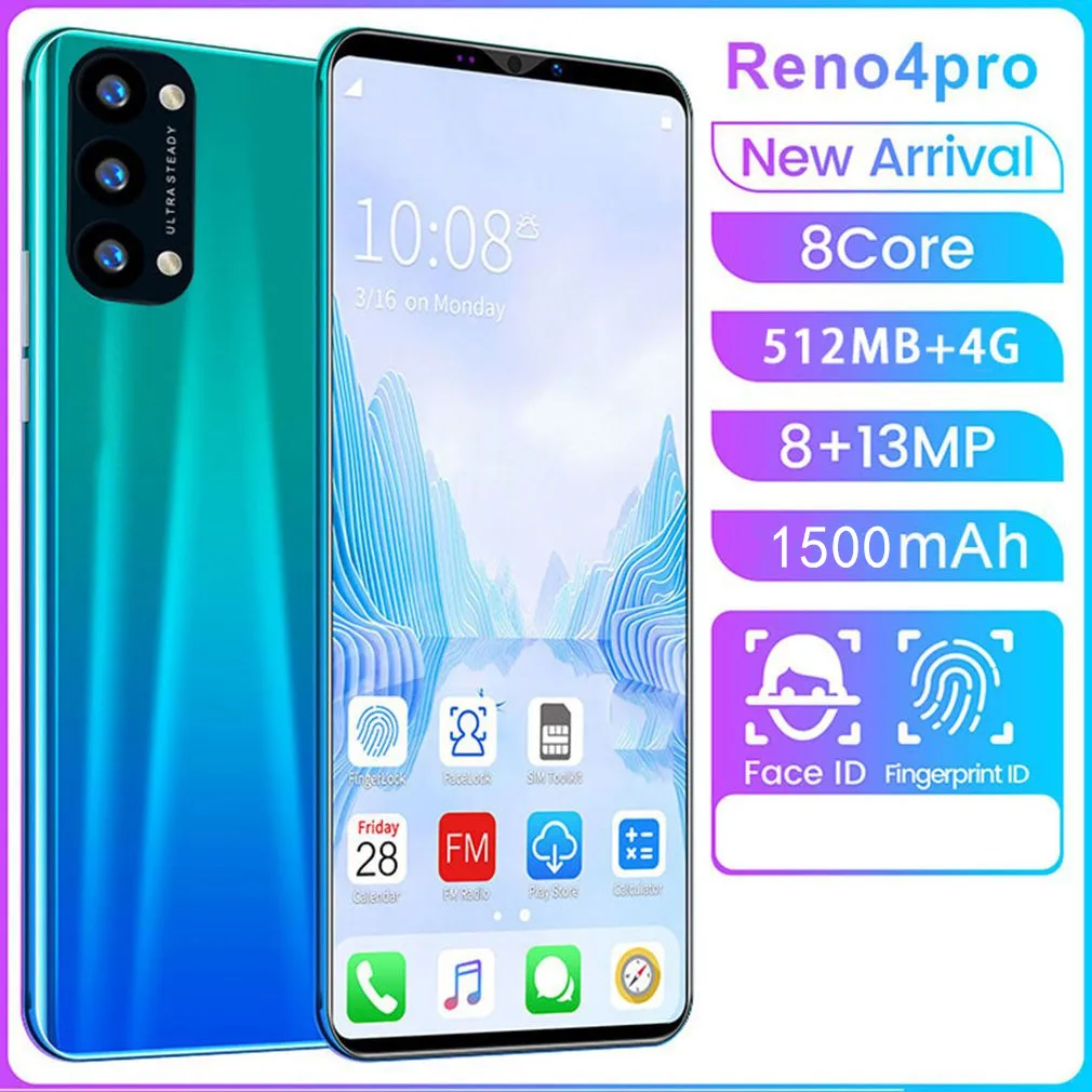 

Reno4 Pro Smartphone 5.8 Inch Smartphone 512M+4G 3D Glass Plated Back Cover High Definition Rear Camera