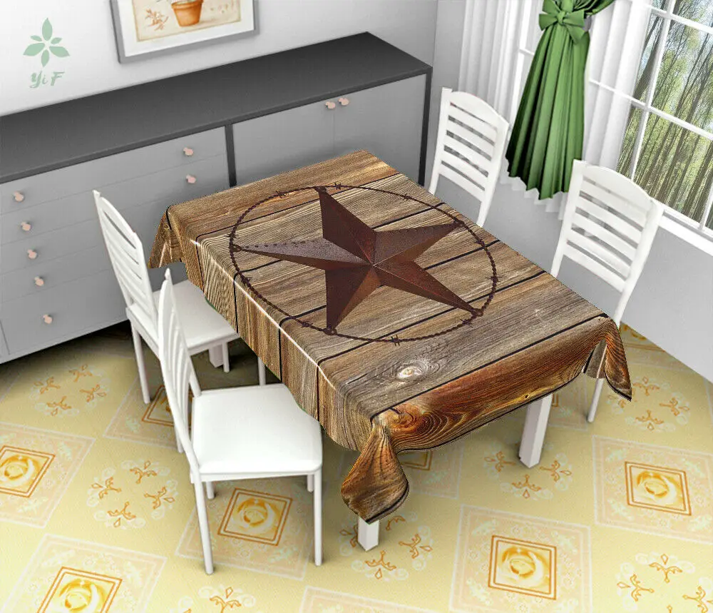 Прямоугольная деревянная скатерть в стиле ретро техасская звезда для стола