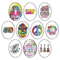 peace love symbol hippie car bicycle 10pcs 13x18mm18x25mm30x40mm mixed oval photo glass cabochon flat back jewelry findings