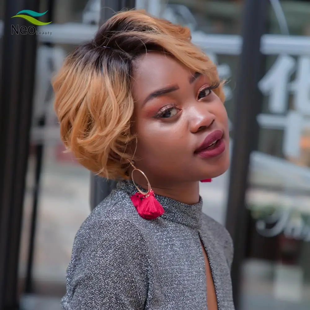 

Ombre Blonde Wig Human Hair Wig Short Wig Blonde Hair Bob Wigs Lace Front Human Hair Wigs For Black Women Pixie Cut Short Wigs