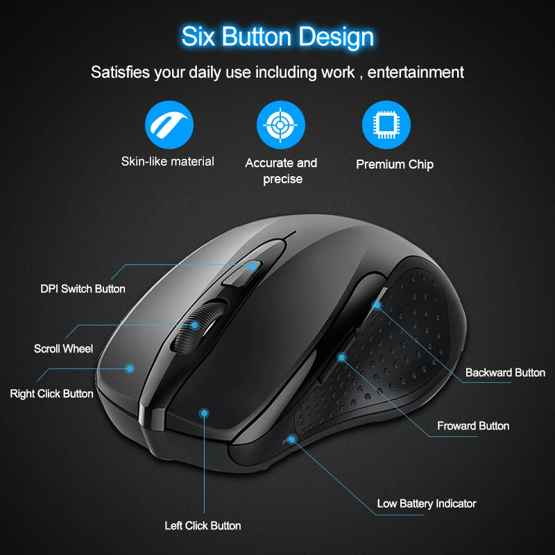 TeckNet Беспроводной Bluetooth Мышь 800/1200/1600/2000/2600 Точек на дюйм Беспроводной Мышь Bluetooth для ноутбука для малышей 24 месяцев Срок службы батареи