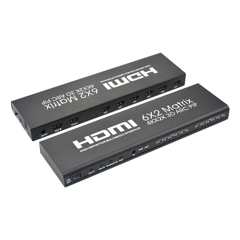 6X2 HDMI матрица Ultra 1080P HD 4K x 2K/30 Гц HDR дуговой переключатель Сплиттер оптический SPDIF 3 5