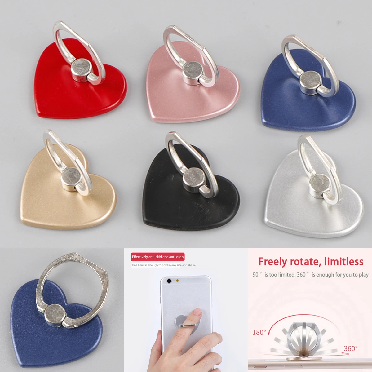 

360 Degree Love Heart Phone Holder Degree Holder For Phone Ring Handset Bracket For Desktop Tablet For Samsung Huawei Xiaomi