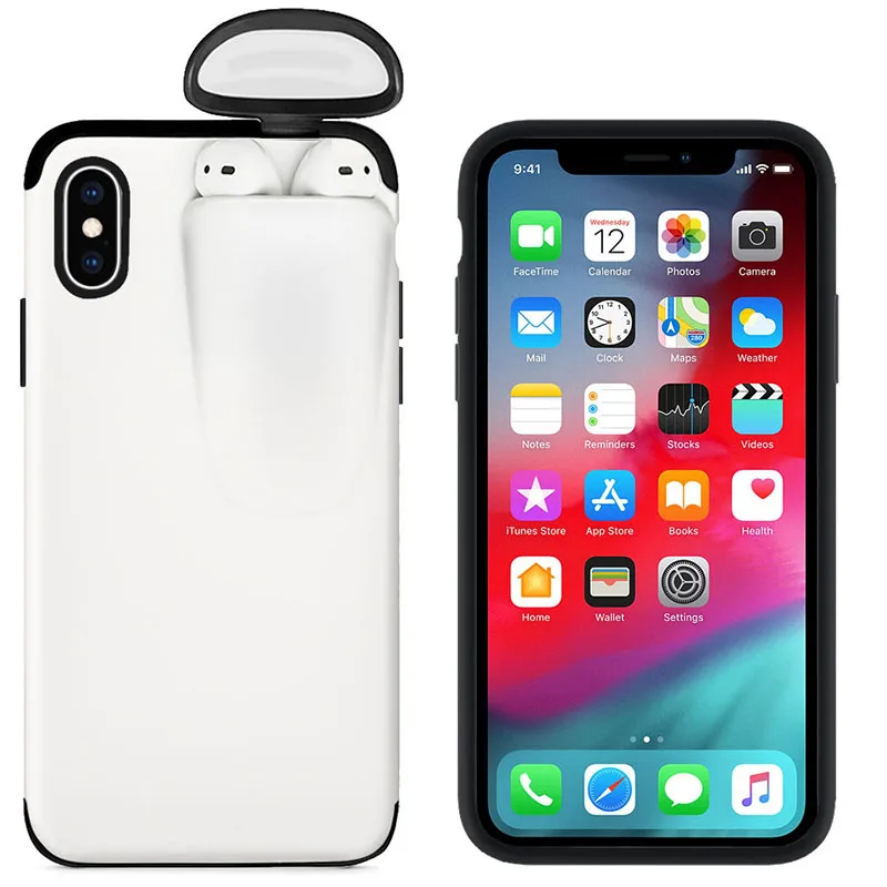2 In 1 For iPhone 11 Pro Max Case Xs Xr X 10 8 7 Plus Cover AirPods Holder Hard New Design Apple |