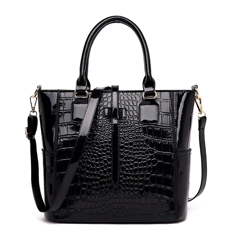 Black 2 комплекта, женские сумки из лакированной кожи, сумочка, роскошные сумки, женские сумки, дизайнерские сумки через плечо, сумки через плечо, Bolsas de Mujer - Цвет: Black