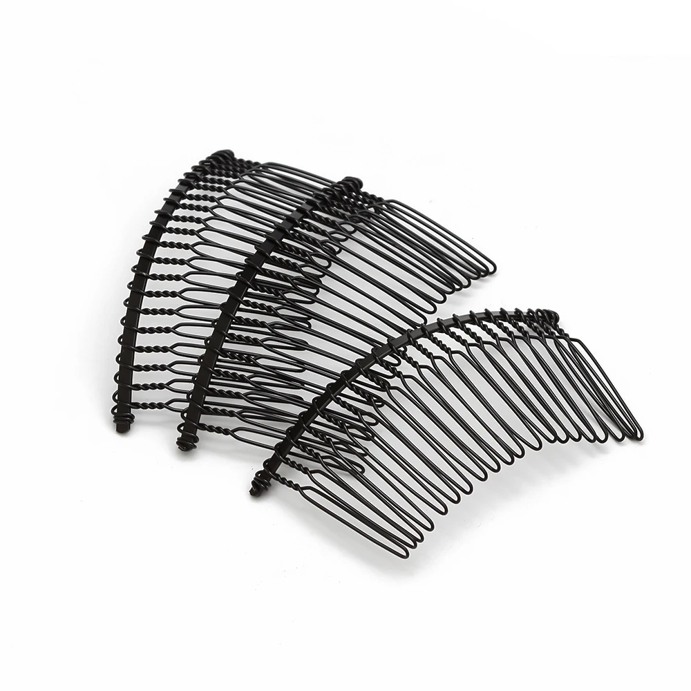 MEIBEADS 10pcs/lot DIY Hair Accessories Hair Supplies Steel Plate Inserted Comb Black Iron Silver 7.5* 3.6cm 20 Teeth UF7559