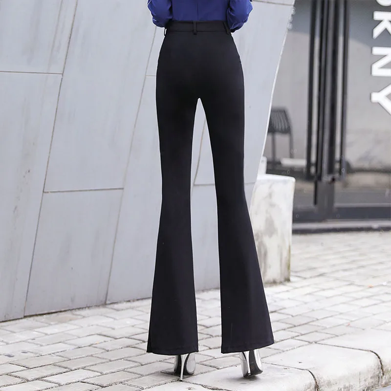 Женские стройнящие брюки с микро колокольчиком облегающие в новом стиле на весну