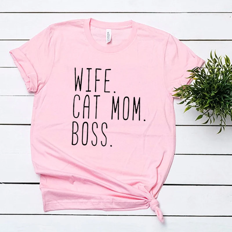 Забавная футболка с надписью &quotЖена&quot &quotкошка&quot &quotМама&quot &quotБОСС&quot Женская