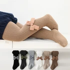 Хлопковые повседневные осенние новые детские колготки, леггинсы для девочек с двойным иглами и бантом, леггинсы из чесаного хлопка для маленьких девочек, чулки