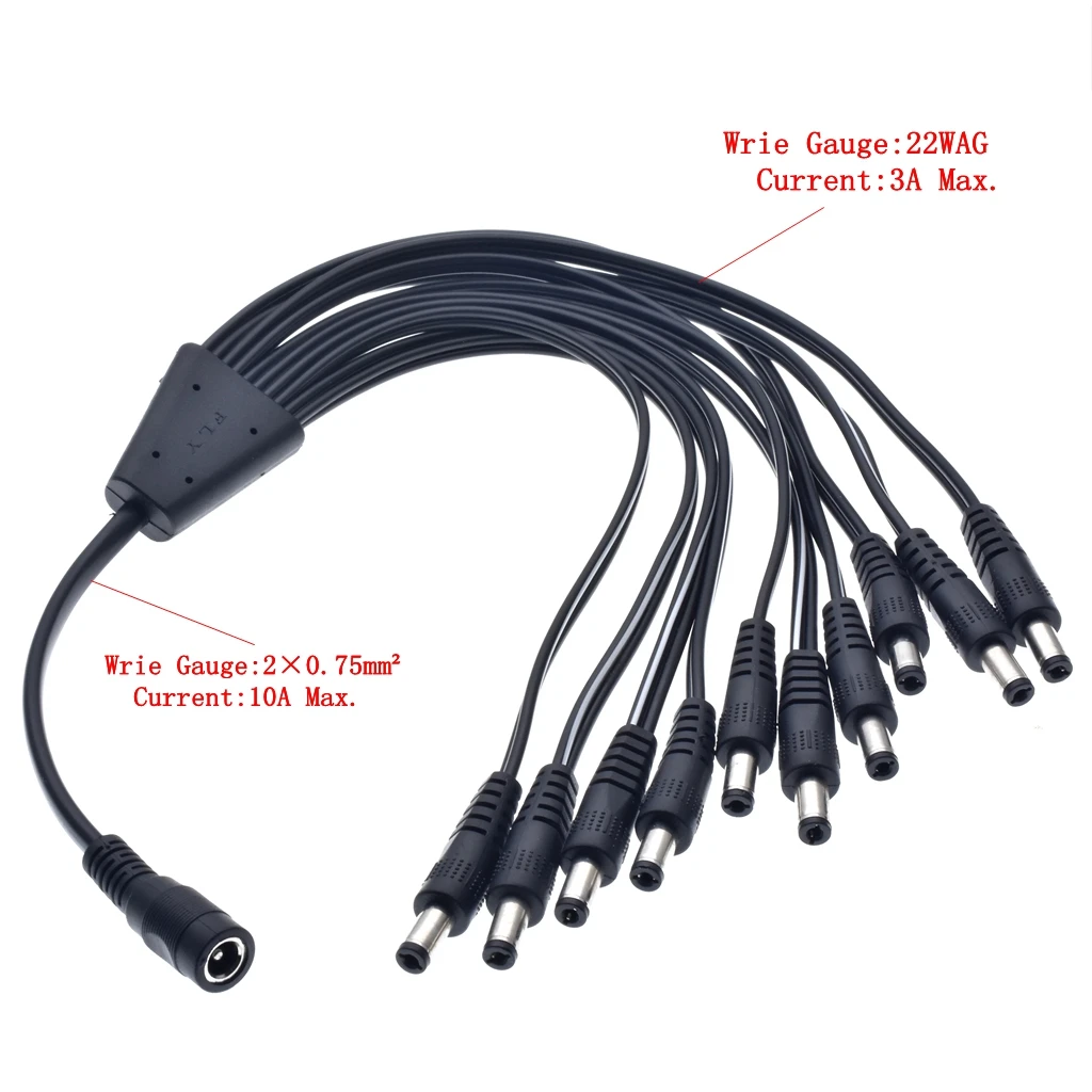 Адаптер питания постоянного тока с 1 гнездом на 10 штекерами переходник Штекерный