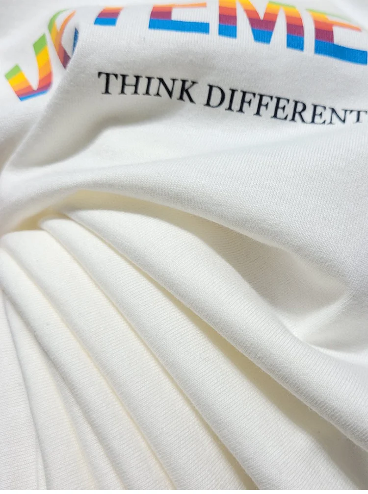 

VETEMENTS Rainbow T-shirt Men Women 1:1 Best Quality THINK DIFFERENTLY Letters Printing VETEMENTS Embroidery Tee VTM Tops