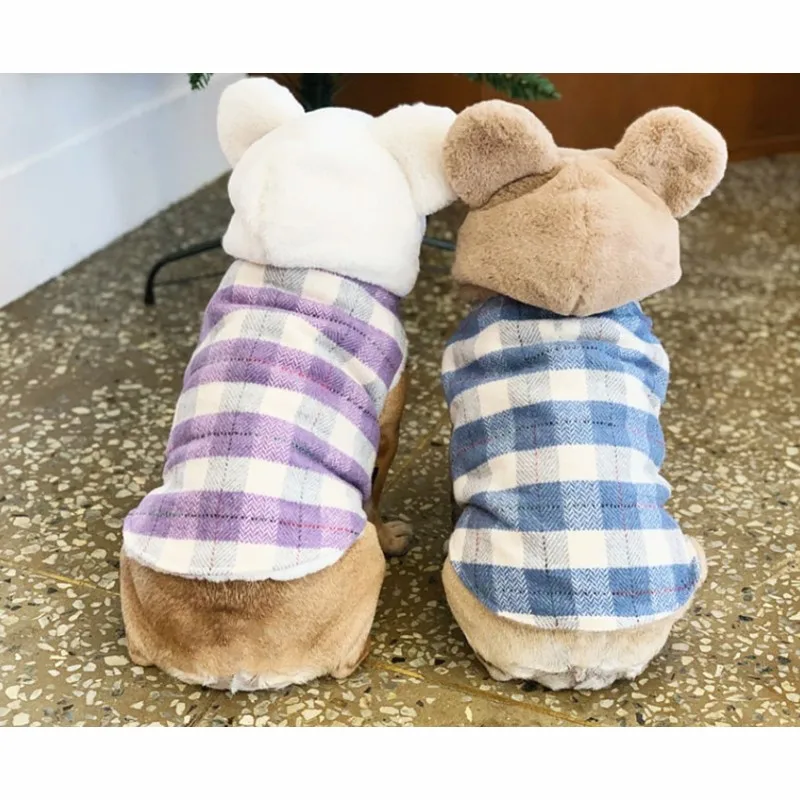 Зимняя одежда для собак толстая плюшевая теплая Милая шапка с медведем худи