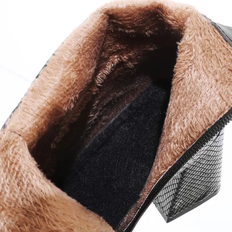 Ботильоны женские зимние на высоком каблуке с острым носком молнии размеры 32-43 |