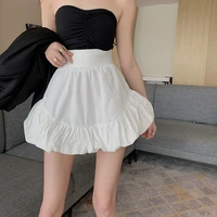 new women elastic waist sexy mini skirts white lace ruffles short skirt fashion high waist female tennis bubbles skirt summer
