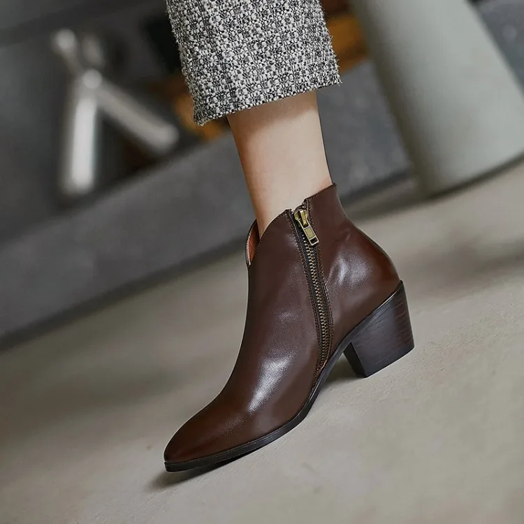 MLJUESE 2020 женские ботильоны из коровьей кожи зимние короткие плюшевые винтажные