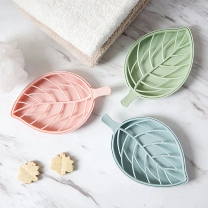 

1pc Double Soap Box Layer Leaf Shape Drain Soap Storage Container Portable Leaf Modeling Dishes Holder Bathroom Home Supplies