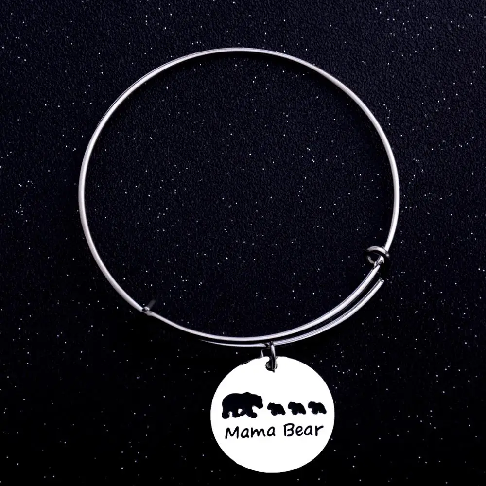 Круглые браслеты с подвесками для мамы и медведя 12 шт. регулируемые семьи женщин