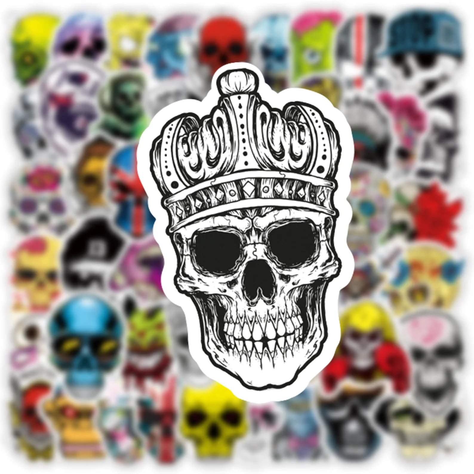 

10/30/50pcs Magic Color Horror Skull Pencil Cases Stickers Skateboard Water Cup Trolley Box Glasses Pvc Waterproof Cool