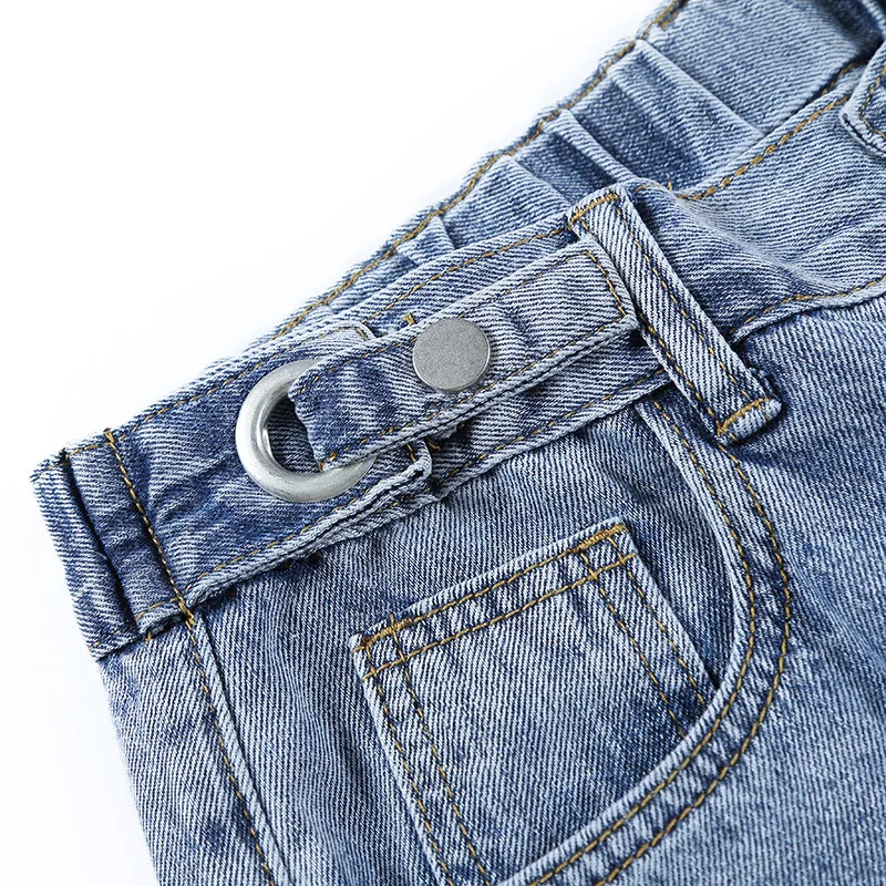 

Autumn Women Loose Straight Jeans Female High Waist Jeansy Fashion Harem Trousers Lady Students Wide Legs Radish Length Pants