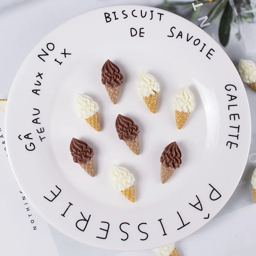 10 шт./лот Подвеска из смолы в виде мороженого с плоским основанием для украшения