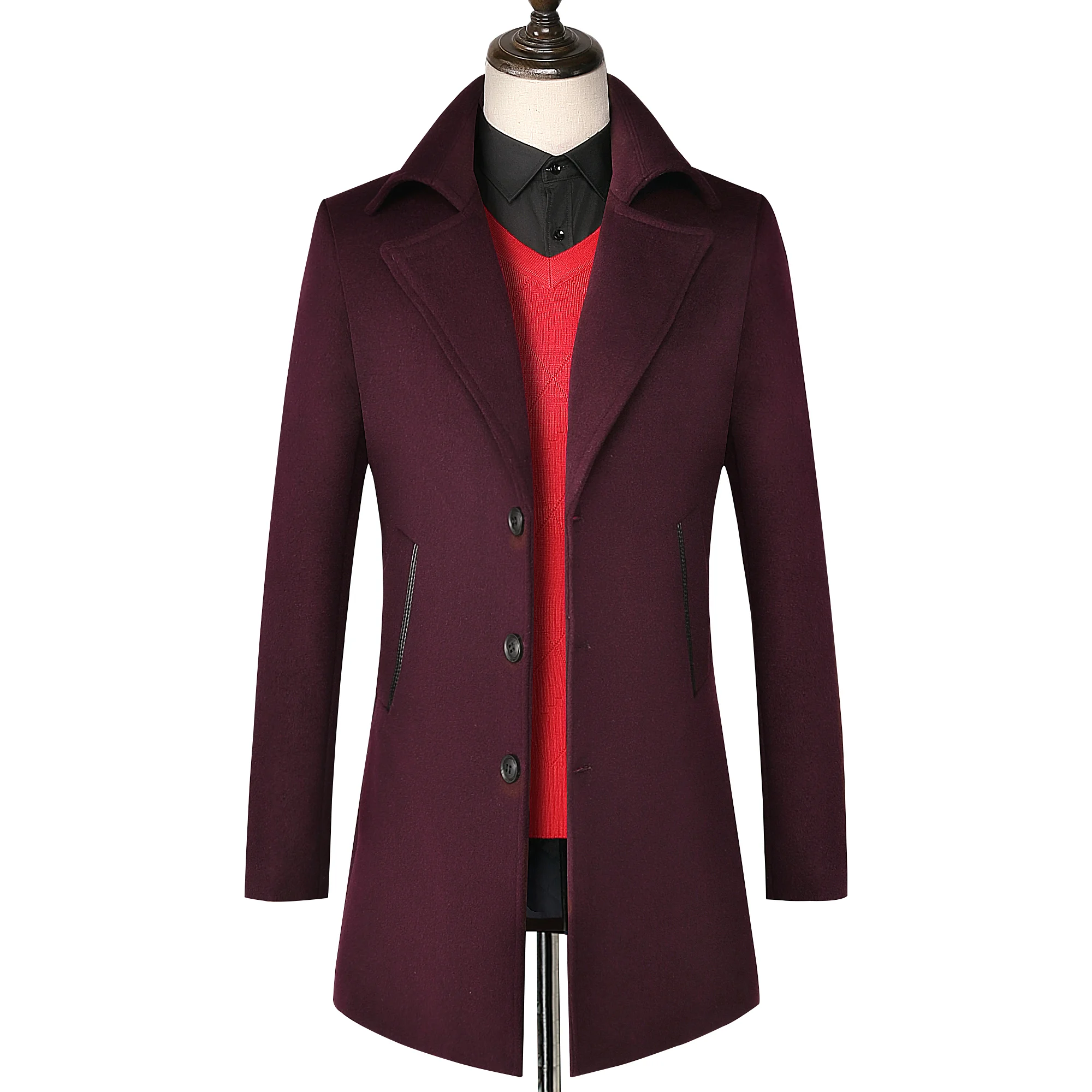 Мужской Тренч новинка 2019 модное мужское длинное шерстяное пальто Осень зима