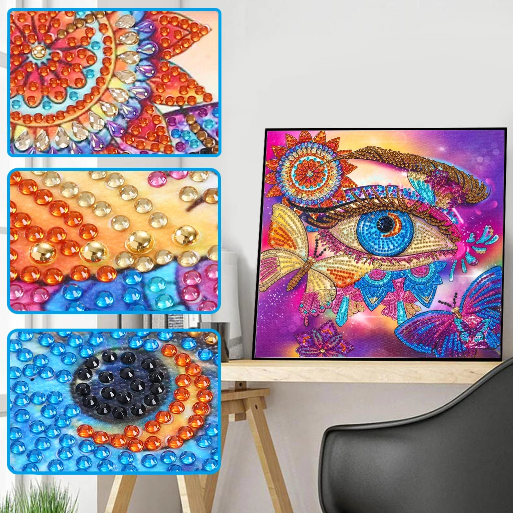 Big Eye DIY 5D Diamond Painting Partially Special-shaped Drill Flower Butterfly Series Decoration Gift Creative Hanging Painting