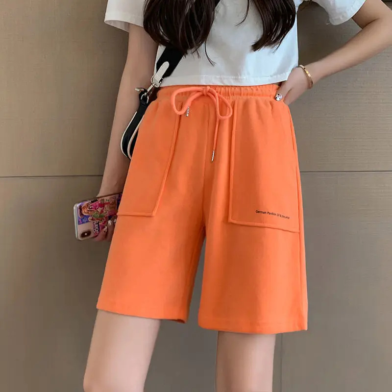 

2021sports five-point shorts summer women's thin section new loose casual Korean version of the high-waisted thin wide-leg pants