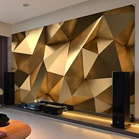 photo wallpaper modern 3d stereo golden geometric murals living room tv background wall decor self adhesive waterproof stickers