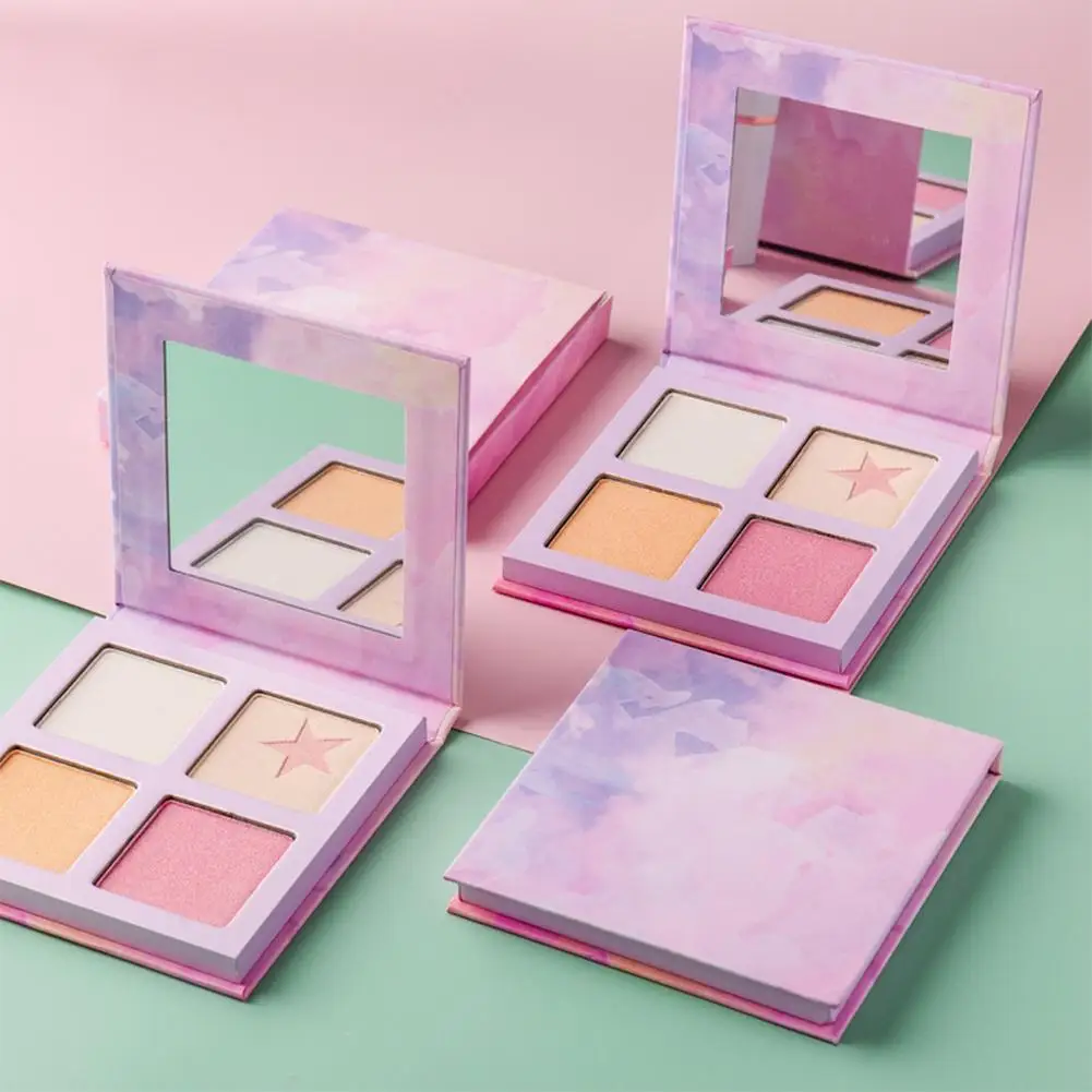 

4 Colors Face Brightening Highlighter Contour Powder Eyeshadow Palette Cosmetic тени для век палетка косметика