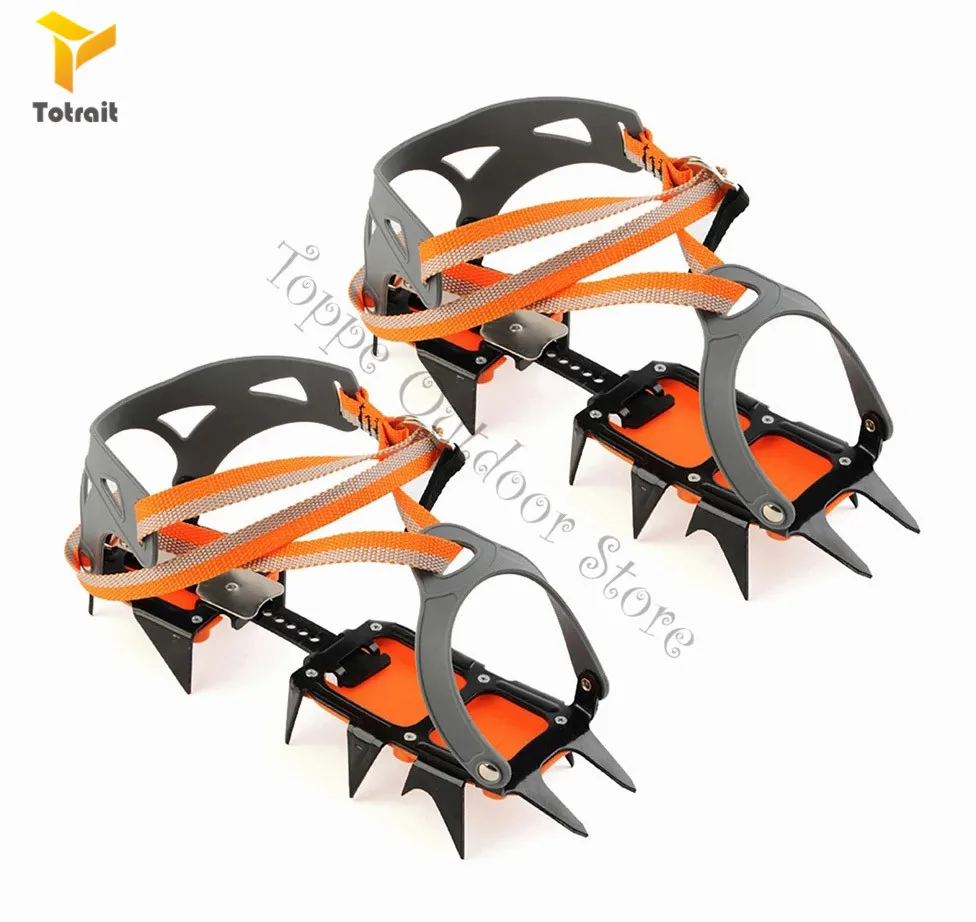 

TOtrait 14-point Anti-Skid Crampons Manganese Steel Grippers Crampon Steel Climbing Gear Anti-Skid Snow Ice Climbing Shoe