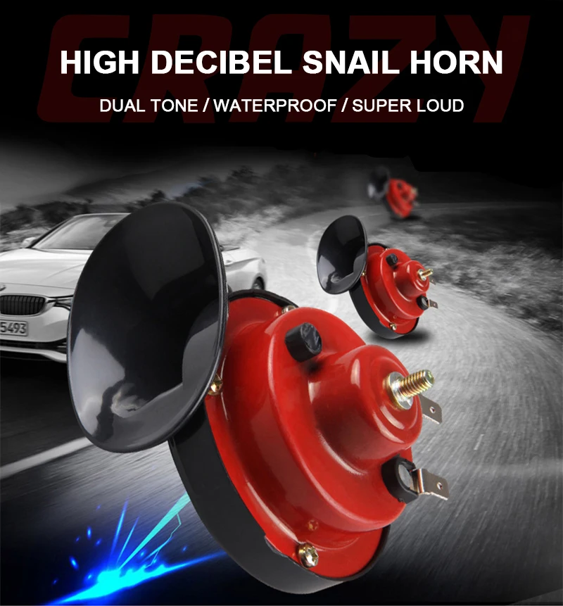 1 Pair Universal 12V105db Snail Air Motorcycle Horn Siren Loud for Car Truck Motorbike Waterproof car accessories | Автомобили и