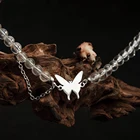 Ожерелье с подвеской в виде бабочки Стразы, Винтажные бусины, цепочка из нержавеющей стали для женщин, блестящая цепочка, чокер с кристаллами, ожерелье, ювелирные изделия