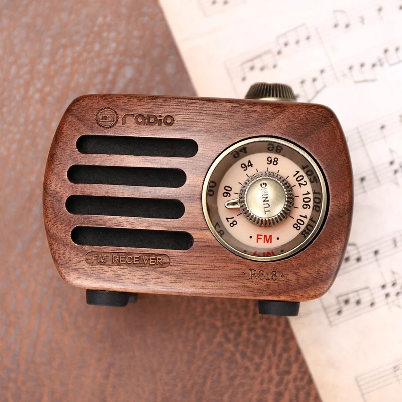

Mini Vintage Retro Wood FM SD MP3 Bluetooth Transistor Rechargeable Radio with Speaker, R818