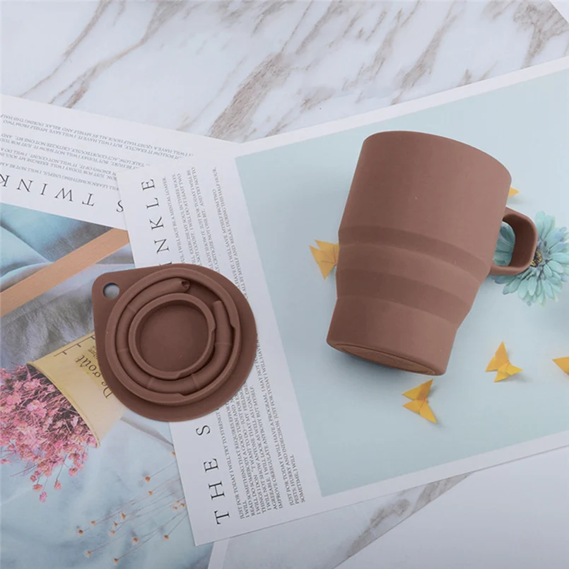 Чашка из трех частей соломинка + крышка для чашки силиконовая чашка складная